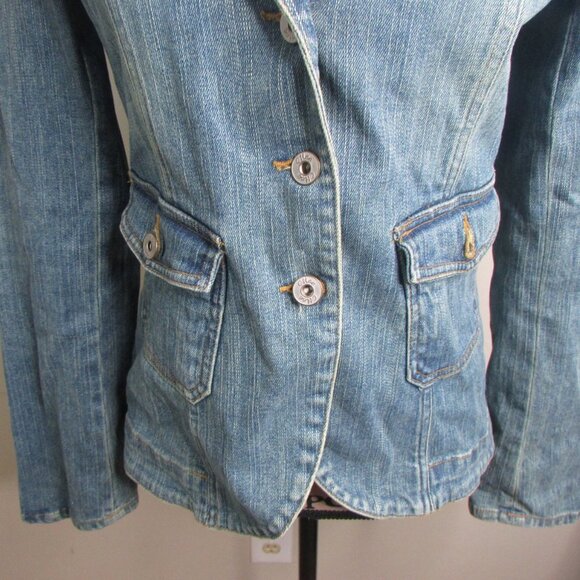 Moe Denim Jacket L Blue Light Wash Pockets - Picture 4 of 10